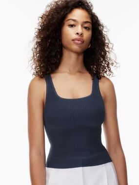 Navy Babaton Sculpt Knit Squareneck Tank